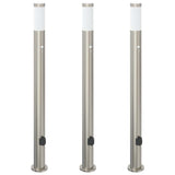 Bollard Lights with Sensor&Outlet 3pcs 110 cm Stainless Steel IP44 4006022