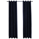 Blackout Curtains with Rings 2 pcs Velvet Black 140x225 cm 134489