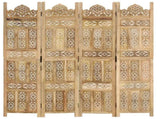Hand carved 4-Panel Room Divider 160x165 cm Solid Mango Wood 285316