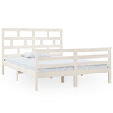 Bed Frame without Mattress White Solid Wood King Size 3101289
