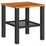 Garden Table Black 40x40x42 cm Poly Rattan Acacia Wood 366263