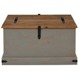 ZNTS Storage Chest HALDEN Grey 91x91x47 cm Solid Wood Pine 4018407