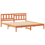 Bed Frame with Headboard Wax Brown 140 x 200 cm Solid Pine Wood 872289