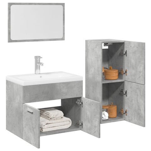 ZNTS 4 Piece Bathroom Furniture Set Concrete Grey Engineered Wood 3324883