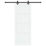 Sliding Door 83 x 211 cm Engineered Wood White and Black 3450116