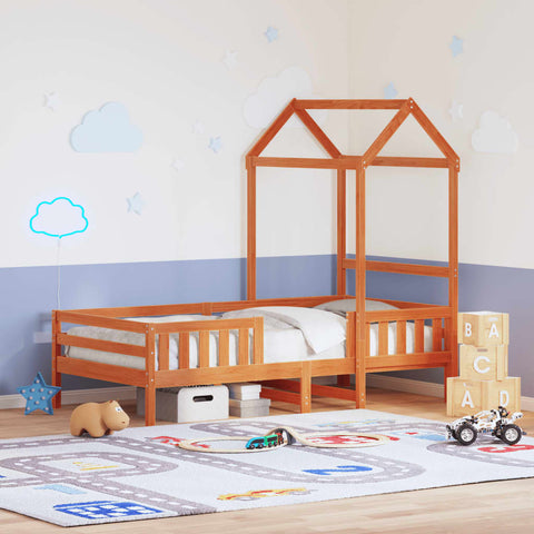Bed Frame with Roof without Mattress Wax Brown 90x190 cm Single 3282167