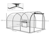 Polytunnel Greenhouse Walk-in Grow House with Plasric Cover, Door, Mesh Window and Steel Frame, 3 x T3398P318593