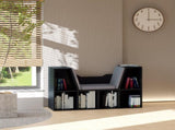 Bookcase Storage Shelf with Cushioned Reading Seat, Cube Bookshelf Organizer for Bedroom Living T3398P340955