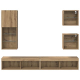 TV Wall Units with LED 5 pcs Artisan Oak Engineered Wood 3402951
