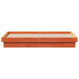 LED Bed Frame without Mattress Wax Brown 150x200 cm King Size Solid Wood 844415