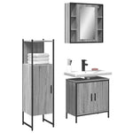 ZNTS 3 Piece Bathroom Cabinet Set Grey Sonoma Engineered Wood 3214763