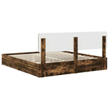 Storage Bed with Drawer Smoked Oak 180 x 200 cm Engineered Wood 3412252