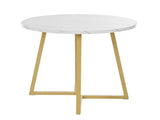 Modern metal frame marble pattern round coffee table with gold stand, suitable for N639P212599G