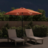 Garden Parasol with LED Lights and Steel Pole 300 cm Terracotta 313757