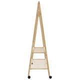 ZNTS Clothes Rack with Shelves and Wheels 132x45.5x155.5 cm Bamboo 4008911