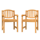 Garden Chair Set of 2 Natural Teak Solid Teak Wood Standard 364407
