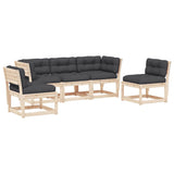 5 Piece Garden Sofa Set with Cushions Solid Wood Pine 3216975