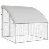 Dog Kennel with Storage Silver 2 x 2 x 2 m Galvanised steel 42008377