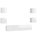 ZNTS 6 Piece TV Cabinet Set High Gloss White Engineered Wood 3079292