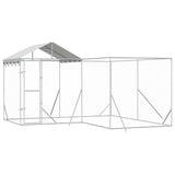 Outdoor Dog Kennel with Roof Silver 4x4x2.5 m Galvanised Steel 3190470