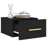 Wall-mounted Bedside Cabinet Black Engineered Wood 829790