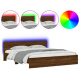Bed Frame Brown Oak Engineered wood and Plywood Double Bed Frame 3207587