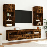 5 Piece TV Wall Units with LED Smoked Oak Engineered Wood 3216747
