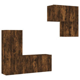 4 Piece TV Wall Units Smoked Oak Engineered Wood 3216432