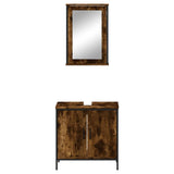 2 Piece Bathroom Furniture Set Smoked Oak Engineered Wood 3214782