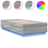 Bed Frame with LED without Mattress Grey Sonoma 90x190 cm Single 3209665