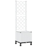 Garden Planter with Trellis&Wheels White 40 x 40 x 146 cm PP 3422923