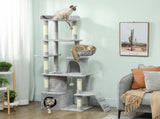 170 cm Large Cat Tree, Cat Tower with 7 Scratching Posts, 2 Condos, Hammock, Light Grey T3398P425281