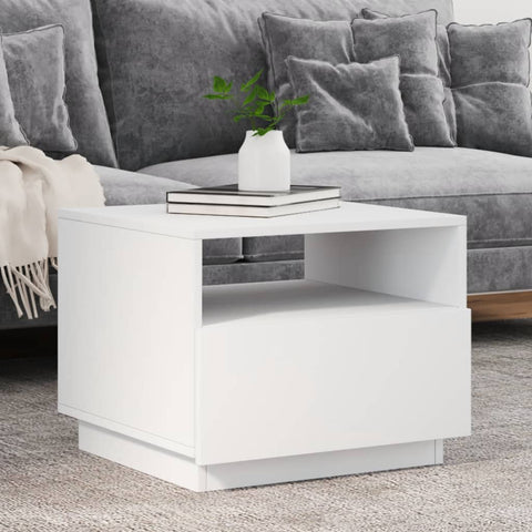 ZNTS Coffee Table with LED Lights White 50x49x40 cm 839826