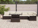 Garden Sofa Set with Cushion 7 pcs Brown Poly rattan 3348294