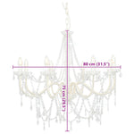 Chandelier with Beads White 8 x E14 Bulbs 281604