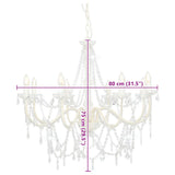 Chandelier with Beads White 8 x E14 Bulbs 281604