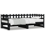 Pull-out Day Bed without Mattress Black 2x cm Solid Wood 840393
