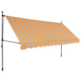 Manual Retractable Awning with LED 400 cm Yellow and Blue 145854