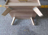 Oak-colored double-drawer bedside table, medieval-style modern bedroom storage unit with metal W6296P537665