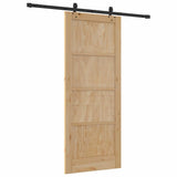 Sliding Door Natural and Black 83 x 202 cm Solid Pine Wood 3333504