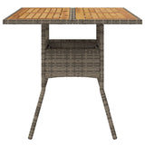 Garden Table with Acacia Wood Top Grey 80x80x75 cm Poly Rattan 365520