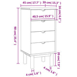 Drawer Cabinet OTTA 45x39x90cm Solid Wood Pine 348579