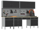 Work Cabinet with Drawer 10 pcs Black Engineered Wood and Steel 3321476