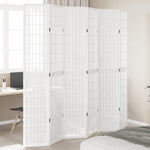 ZNTS Room Divider 6 Panels White Solid Wood Paulownia 358796