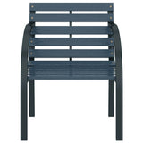 Garden Chair Set of 2 Grey Wood and Steel Medium Durable 47938