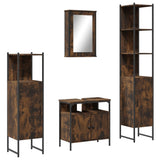 4 Piece Bathroom Furniture Set Smoked Oak Engineered Wood 3214827