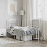 Metal Bed Frame without Mattress with Footboard White 75x190cm 353692