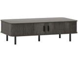 Coffee Table with Storage, Living Room Table with Slatted Tambour Sliding Doors and Foot Pads, T3398P377894
