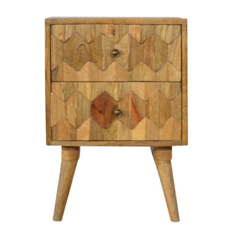 Pineapple Carve 2 Drawer Bedside IN270