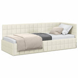 Corner Bed Frame with Headboard Cream 80 cm x 200 cm Velvet 42016375